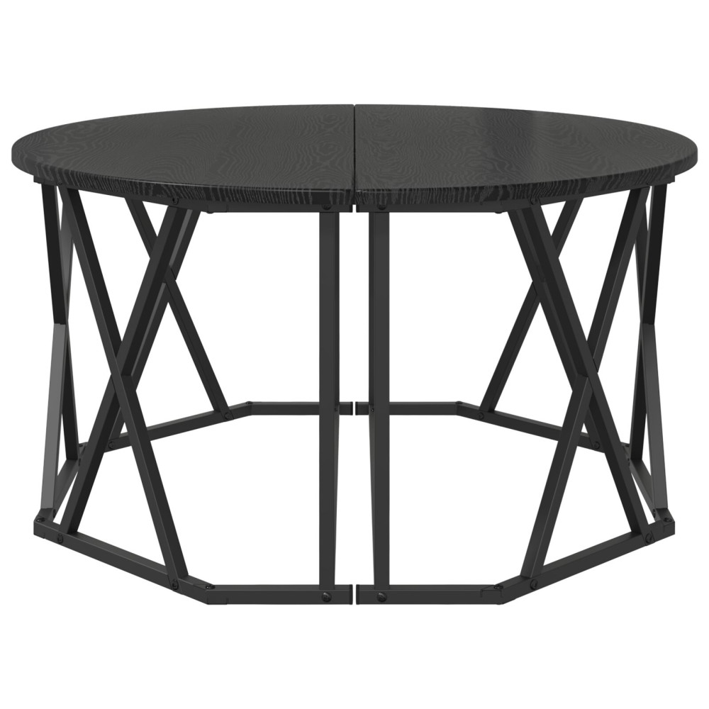 Produktbild för Kaffeebord Svart Ek 80 x 80 x 42 cm Konstruerat trä och stål