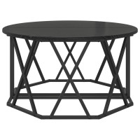 Produktbild för Kaffeebord Svart Ek 80 x 80 x 42 cm Konstruerat trä och stål