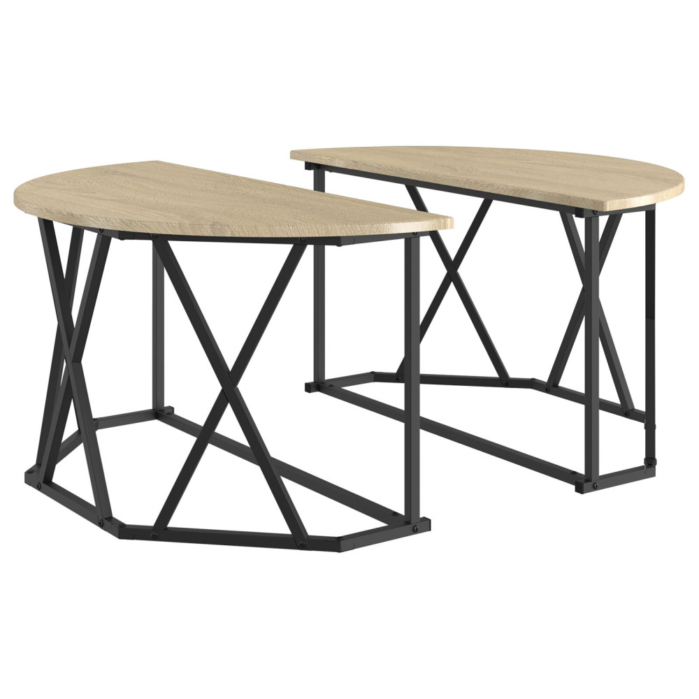 Produktbild för Kaffeebord Sonoma-ek 80 x 80 x 42 cm Konstruerat trä och stål