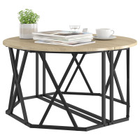 Produktbild för Kaffeebord Sonoma-ek 80 x 80 x 42 cm Konstruerat trä och stål