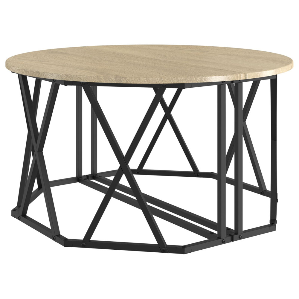 Produktbild för Kaffeebord Sonoma-ek 80 x 80 x 42 cm Konstruerat trä och stål