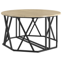 Produktbild för Kaffeebord Sonoma-ek 80 x 80 x 42 cm Konstruerat trä och stål