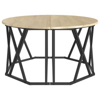 Produktbild för Kaffeebord Sonoma-ek 80 x 80 x 42 cm Konstruerat trä och stål