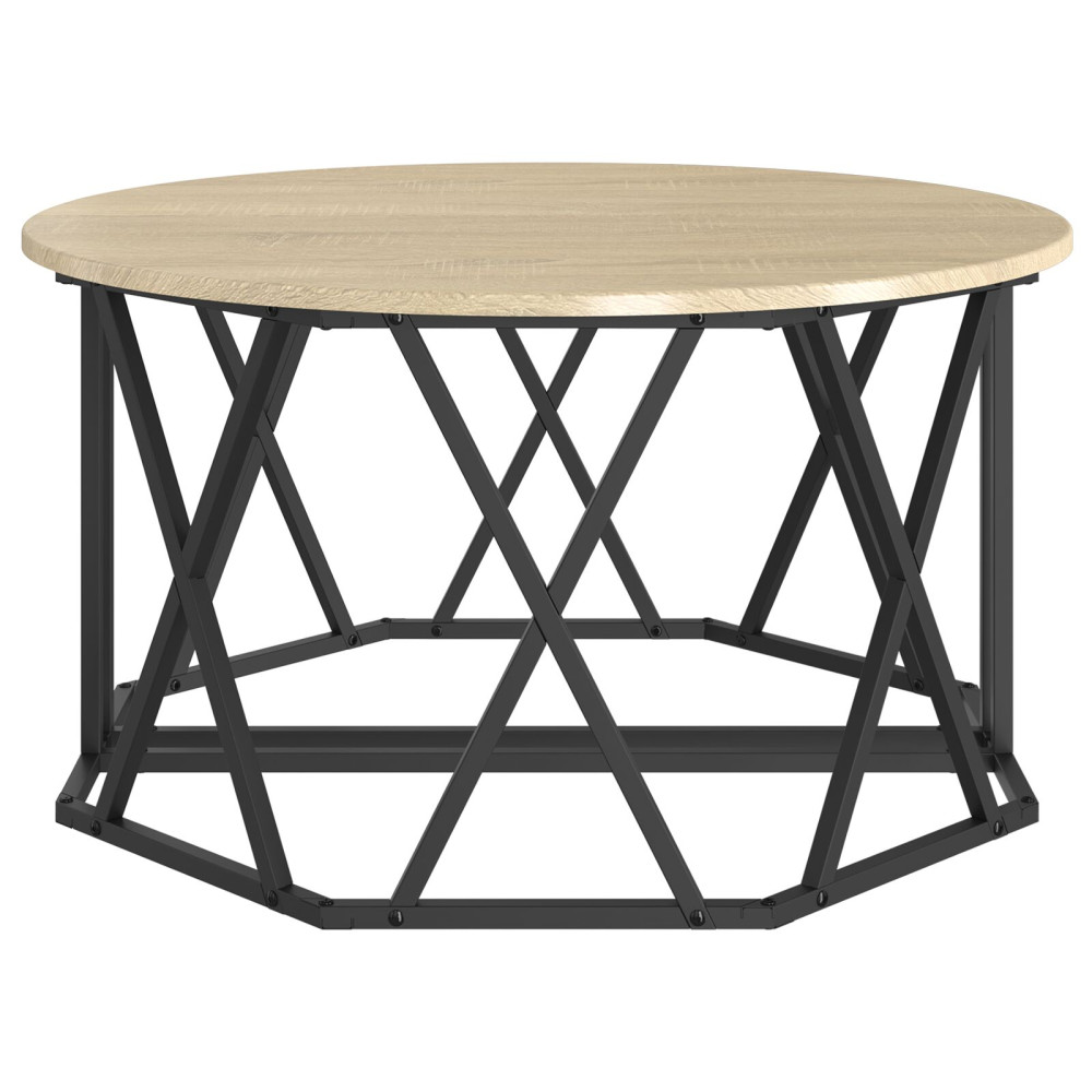 Produktbild för Kaffeebord Sonoma-ek 80 x 80 x 42 cm Konstruerat trä och stål