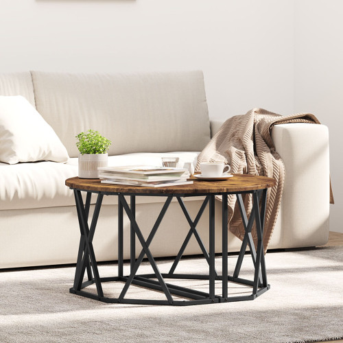 vidaXL Kaffeebord Rökt ek 80 x 80 x 42 cm Konstruerat trä och stål