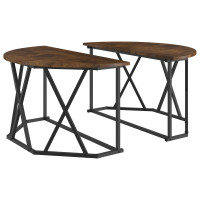 Produktbild för Kaffeebord Rökt ek 80 x 80 x 42 cm Konstruerat trä och stål