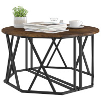 Produktbild för Kaffeebord Rökt ek 80 x 80 x 42 cm Konstruerat trä och stål