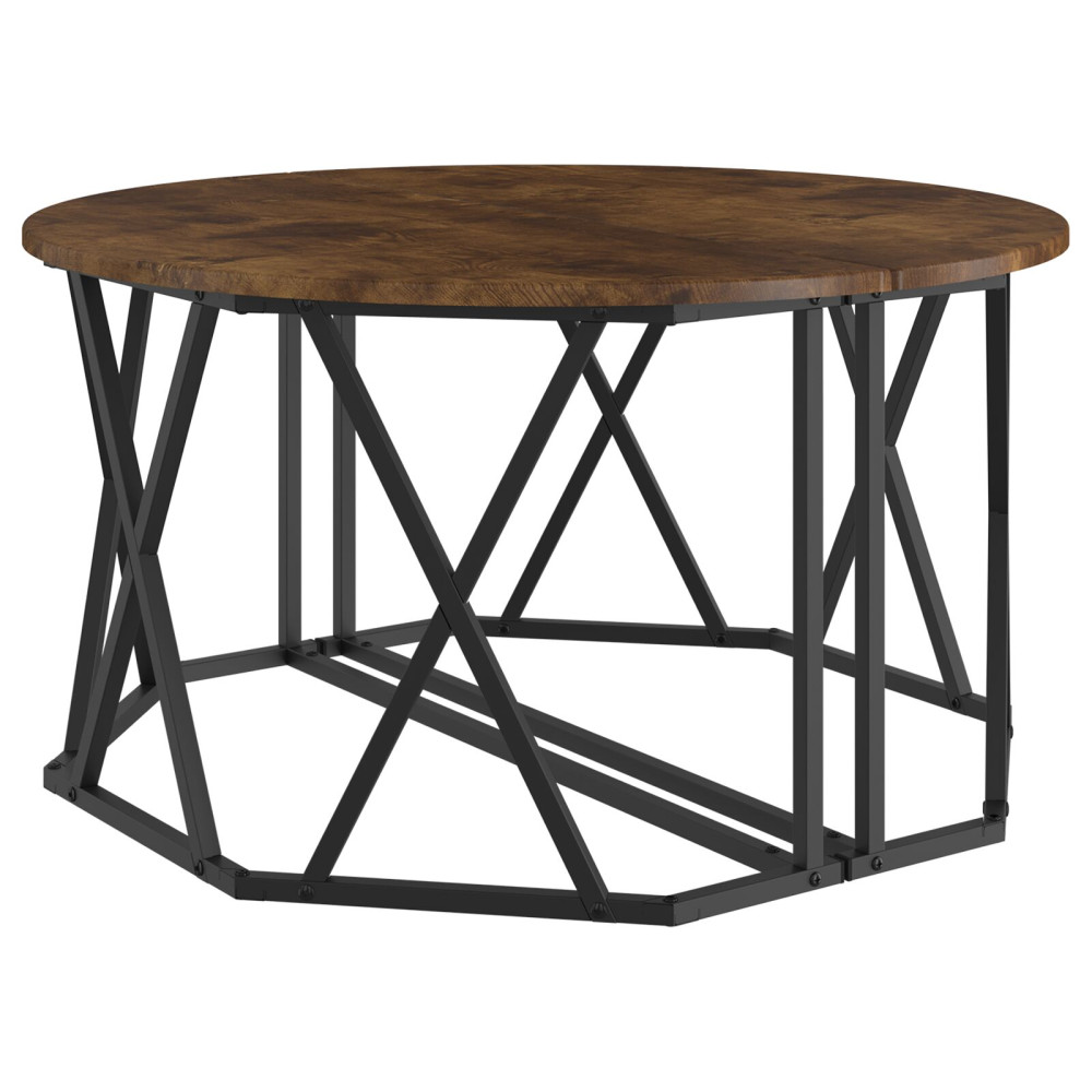 Produktbild för Kaffeebord Rökt ek 80 x 80 x 42 cm Konstruerat trä och stål