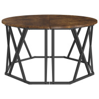 Produktbild för Kaffeebord Rökt ek 80 x 80 x 42 cm Konstruerat trä och stål