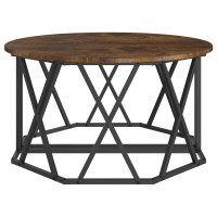 Produktbild för Kaffeebord Rökt ek 80 x 80 x 42 cm Konstruerat trä och stål