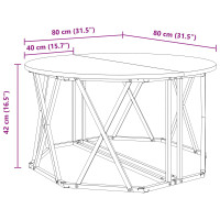 Produktbild för Kaffeebord Rökt ek 80 x 80 x 42 cm Konstruerat trä och stål