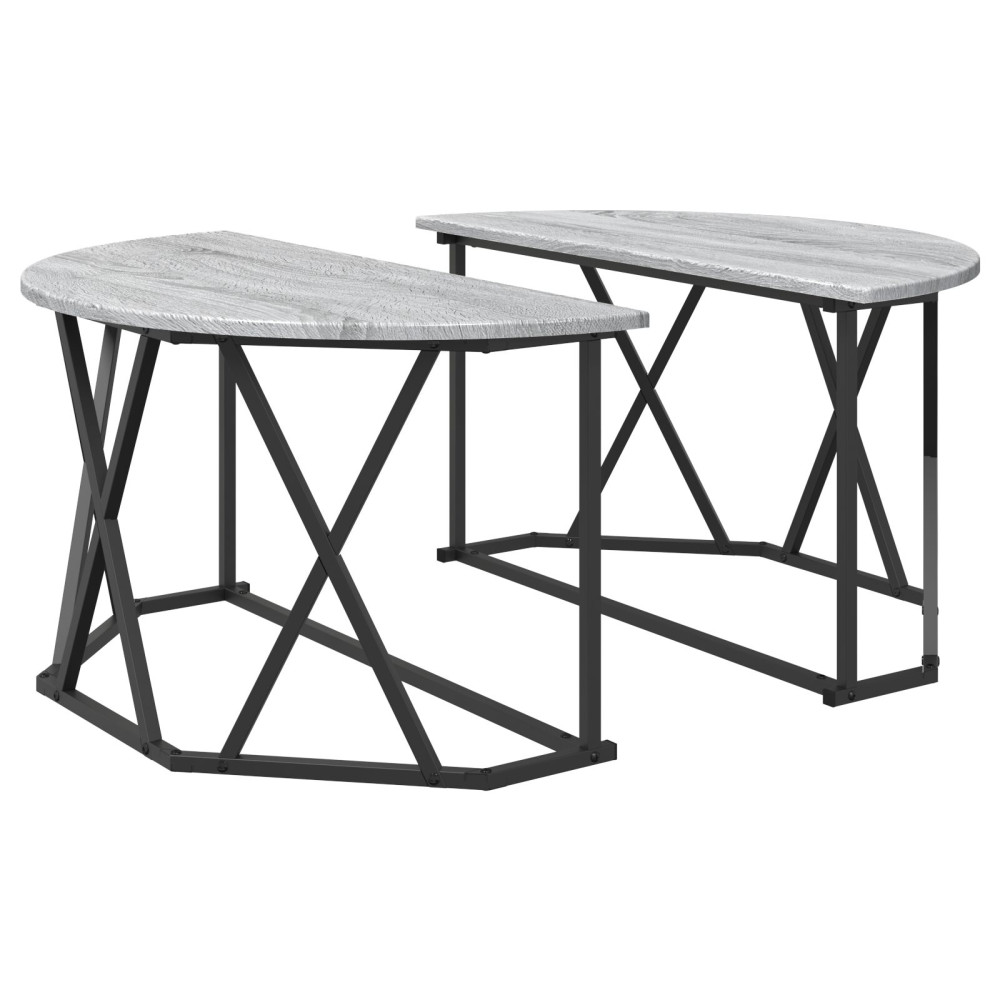 Produktbild för Kaffeebord Grå Sonoma 80 x 80 x 42 cm Konstruerat trä och stål