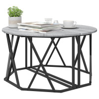 Produktbild för Kaffeebord Grå Sonoma 80 x 80 x 42 cm Konstruerat trä och stål