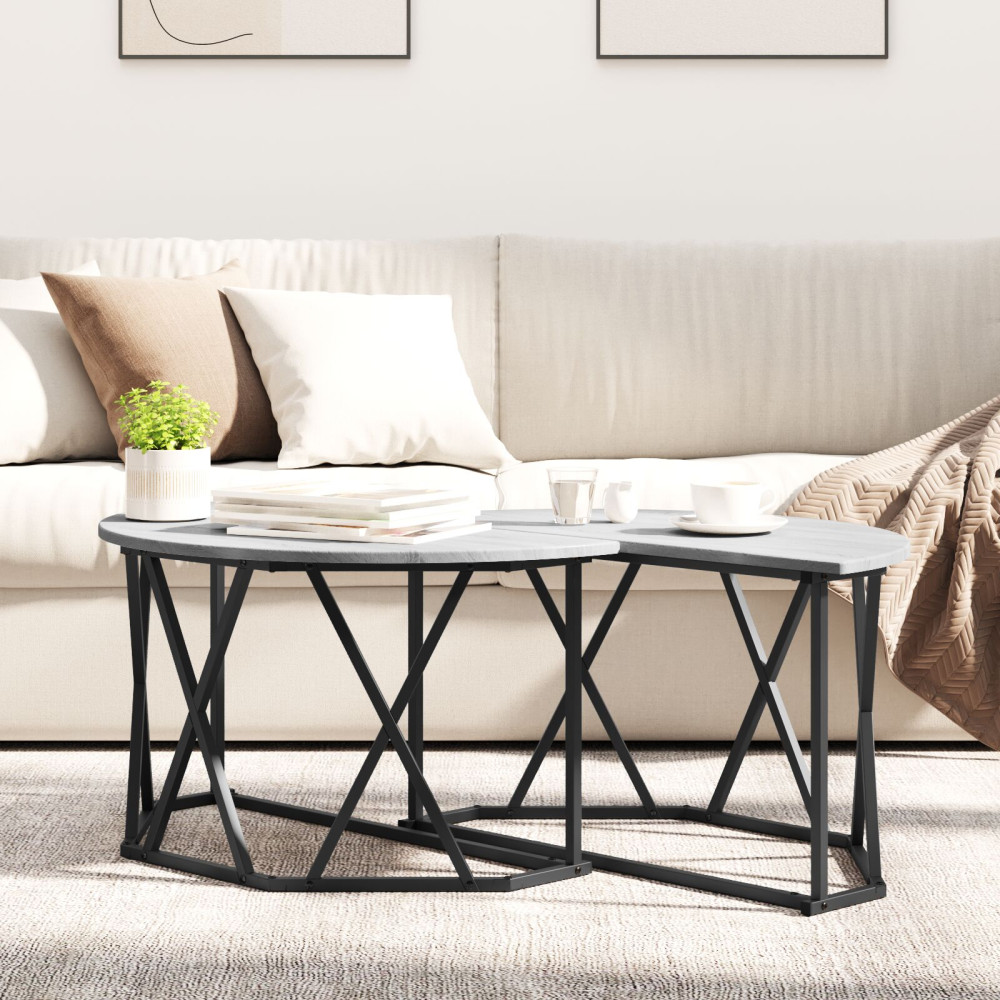 Produktbild för Kaffeebord Grå Sonoma 80 x 80 x 42 cm Konstruerat trä och stål