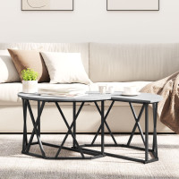 Produktbild för Kaffeebord Grå Sonoma 80 x 80 x 42 cm Konstruerat trä och stål