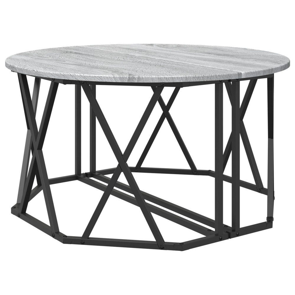 Produktbild för Kaffeebord Grå Sonoma 80 x 80 x 42 cm Konstruerat trä och stål