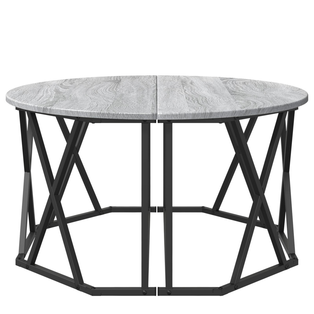 Produktbild för Kaffeebord Grå Sonoma 80 x 80 x 42 cm Konstruerat trä och stål