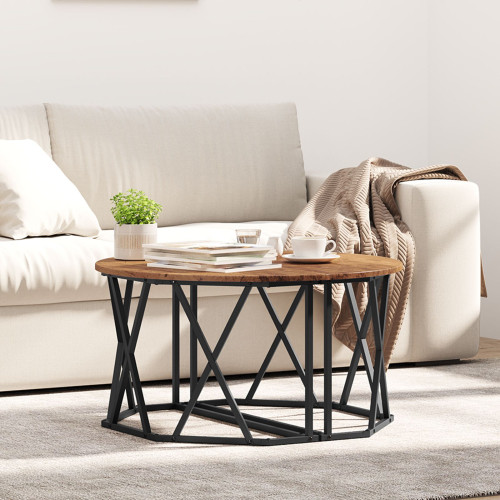 vidaXL Kaffeebord Gammalt trä 80 x 80 x 42 cm Konstruerat trä och stål