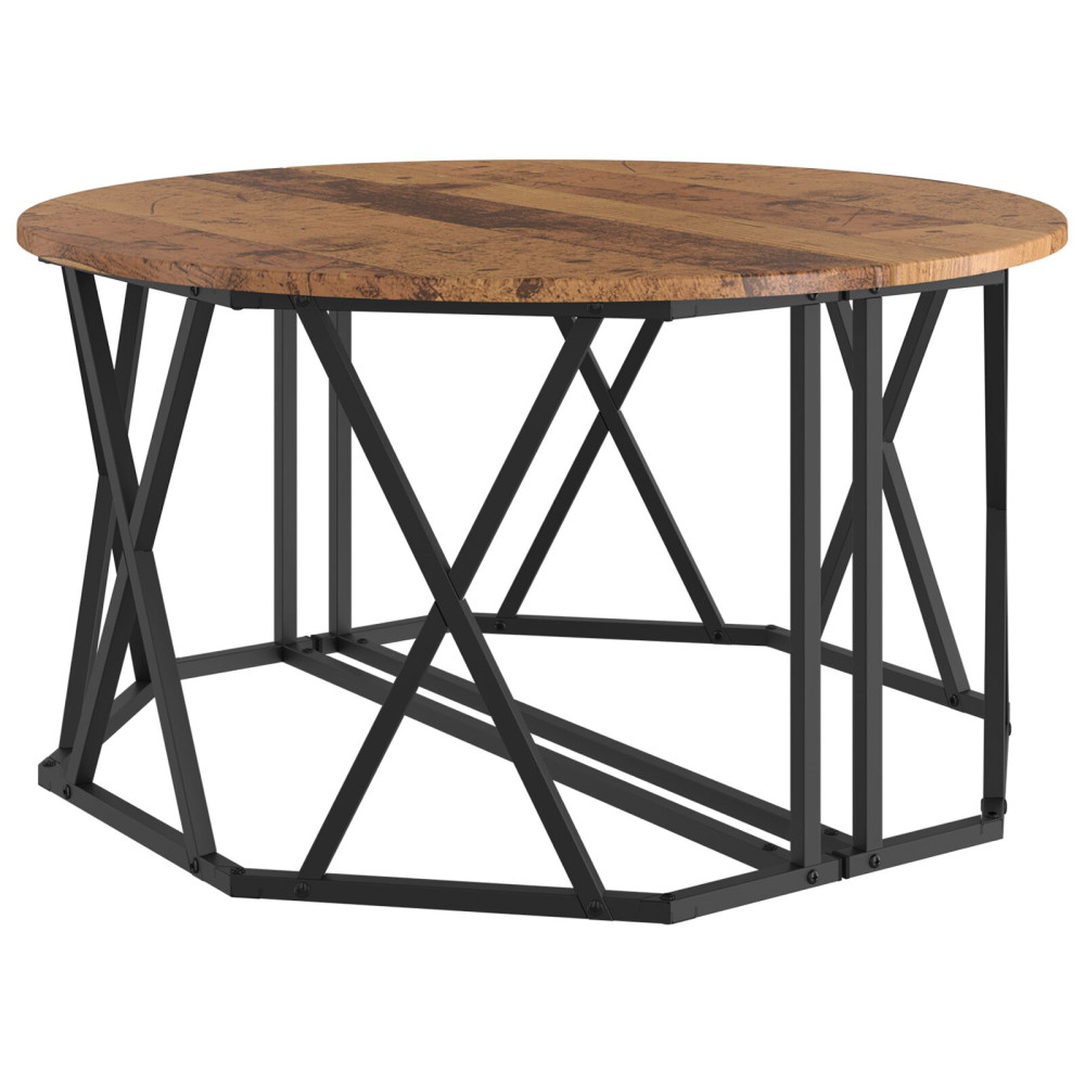 Produktbild för Kaffeebord Gammalt trä 80 x 80 x 42 cm Konstruerat trä och stål