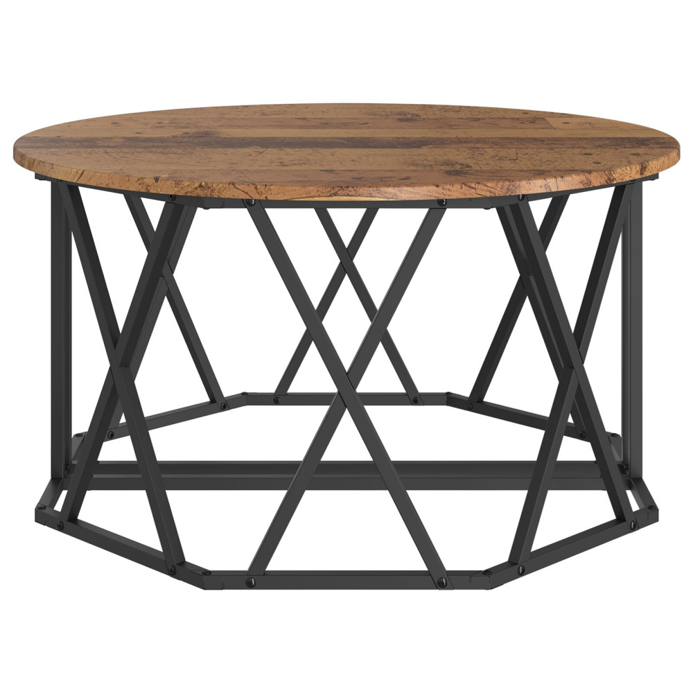Produktbild för Kaffeebord Gammalt trä 80 x 80 x 42 cm Konstruerat trä och stål