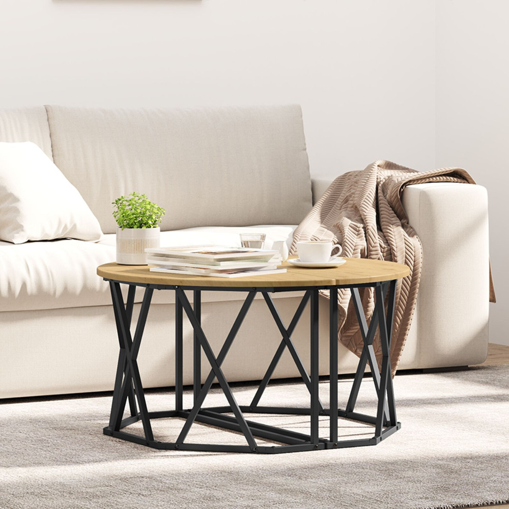 Produktbild för Kaffeebord Artisan Ek 80 x 80 x 42 cm Konstruerat trä och stål
