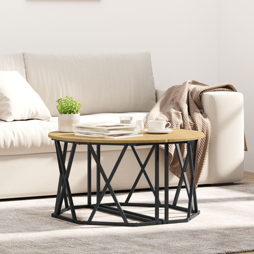 vidaXL Kaffeebord Artisan Ek 80 x 80 x 42 cm Konstruerat trä och stål