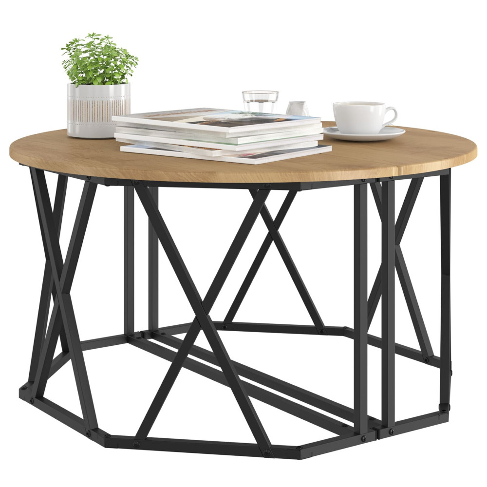 Produktbild för Kaffeebord Artisan Ek 80 x 80 x 42 cm Konstruerat trä och stål