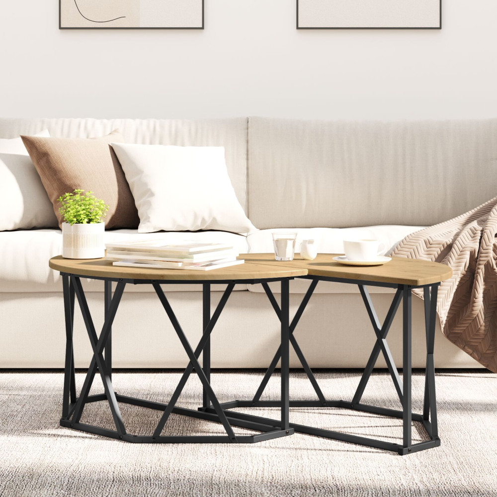 Produktbild för Kaffeebord Artisan Ek 80 x 80 x 42 cm Konstruerat trä och stål