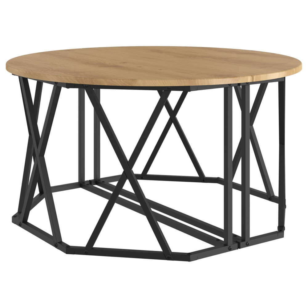 Produktbild för Kaffeebord Artisan Ek 80 x 80 x 42 cm Konstruerat trä och stål