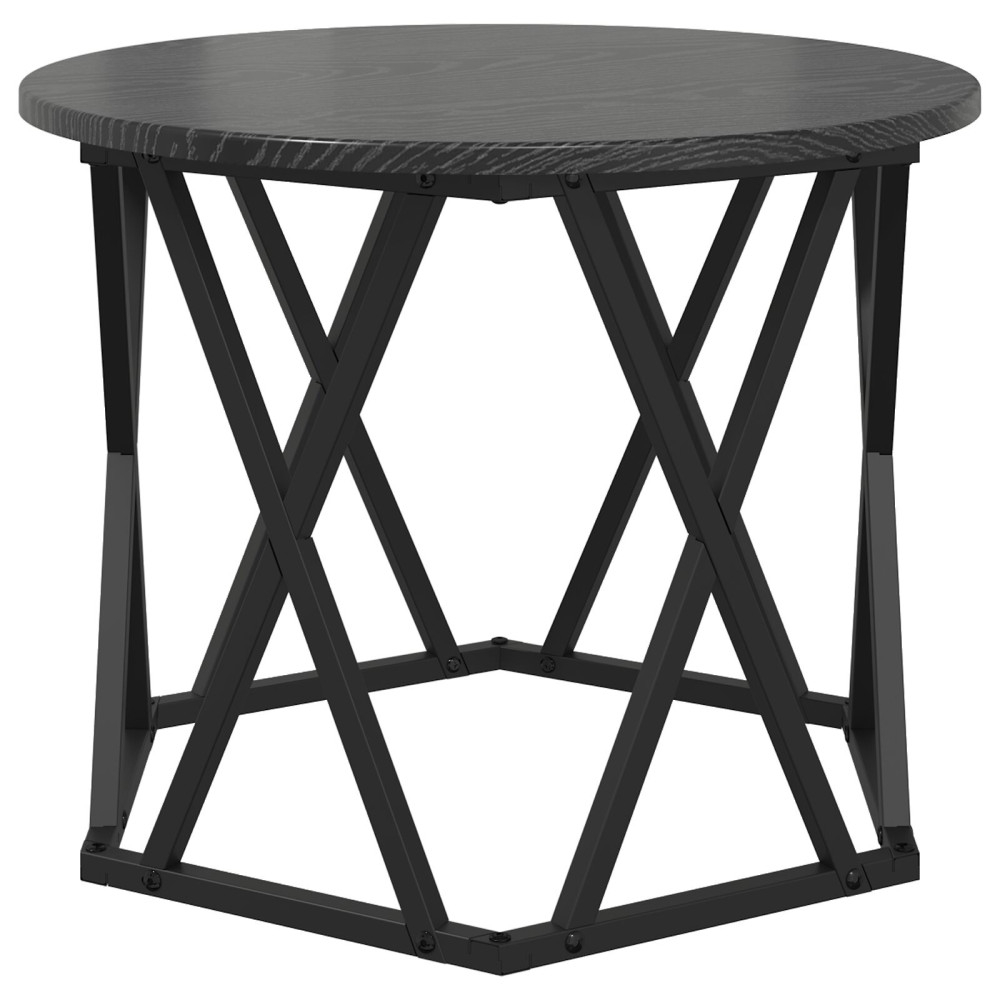 Produktbild för Nestande Sidobord 3 pcs Svart Ek Konstruerat trä och stål