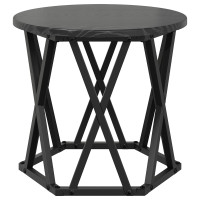 Produktbild för Nestande Sidobord 3 pcs Svart Ek Konstruerat trä och stål
