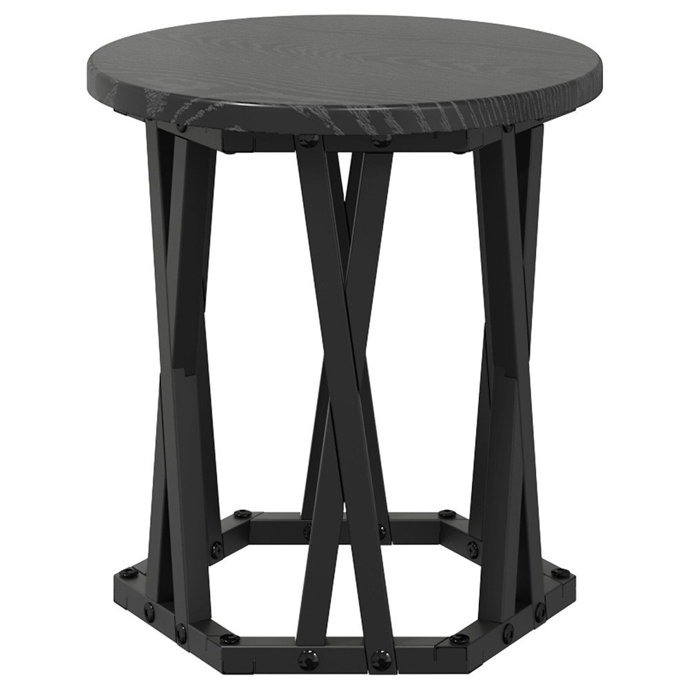 Produktbild för Nestande Sidobord 3 pcs Svart Ek Konstruerat trä och stål