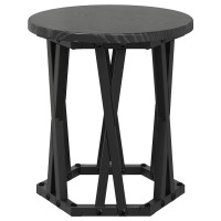 Produktbild för Nestande Sidobord 3 pcs Svart Ek Konstruerat trä och stål