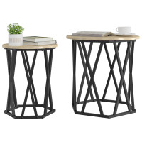 Produktbild för Kaffeebord 2 pcs Sonoma-ek Konstruerat trä och stål