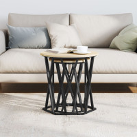 Produktbild för Kaffeebord 2 pcs Sonoma-ek Konstruerat trä och stål
