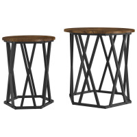 Produktbild för Kaffeebord 2 pcs Rökt ek Konstruerat trä och stål