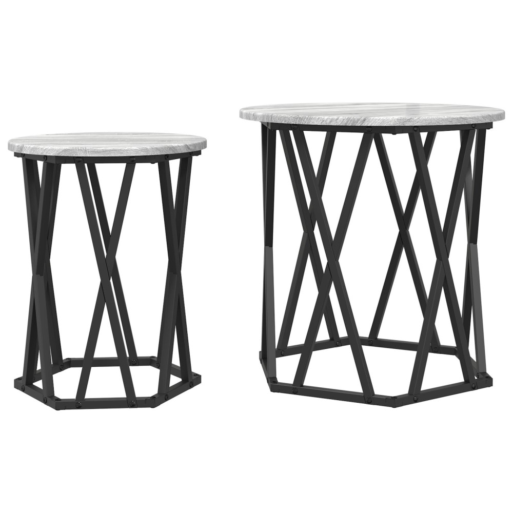 Produktbild för Kaffeebord 2 pcs Grå Sonoma Konstruerat trä och stål