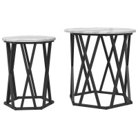 Produktbild för Kaffeebord 2 pcs Grå Sonoma Konstruerat trä och stål