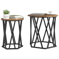 Produktbild för Kaffeebord 2 pcs Gammalt trä Konstruerat trä och stål