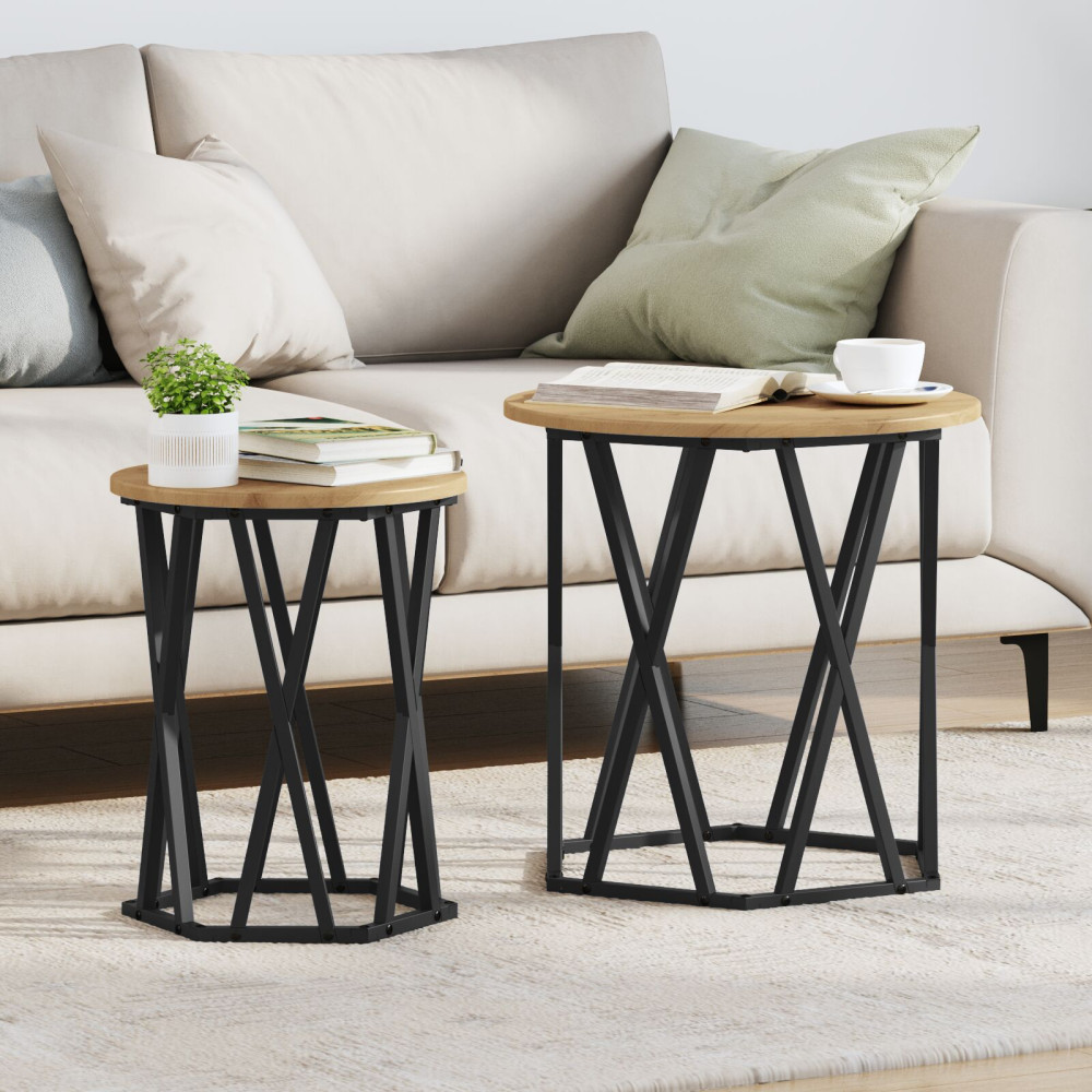 Produktbild för Kaffeebord 2 pcs Artisan Ek Konstruerat trä och stål