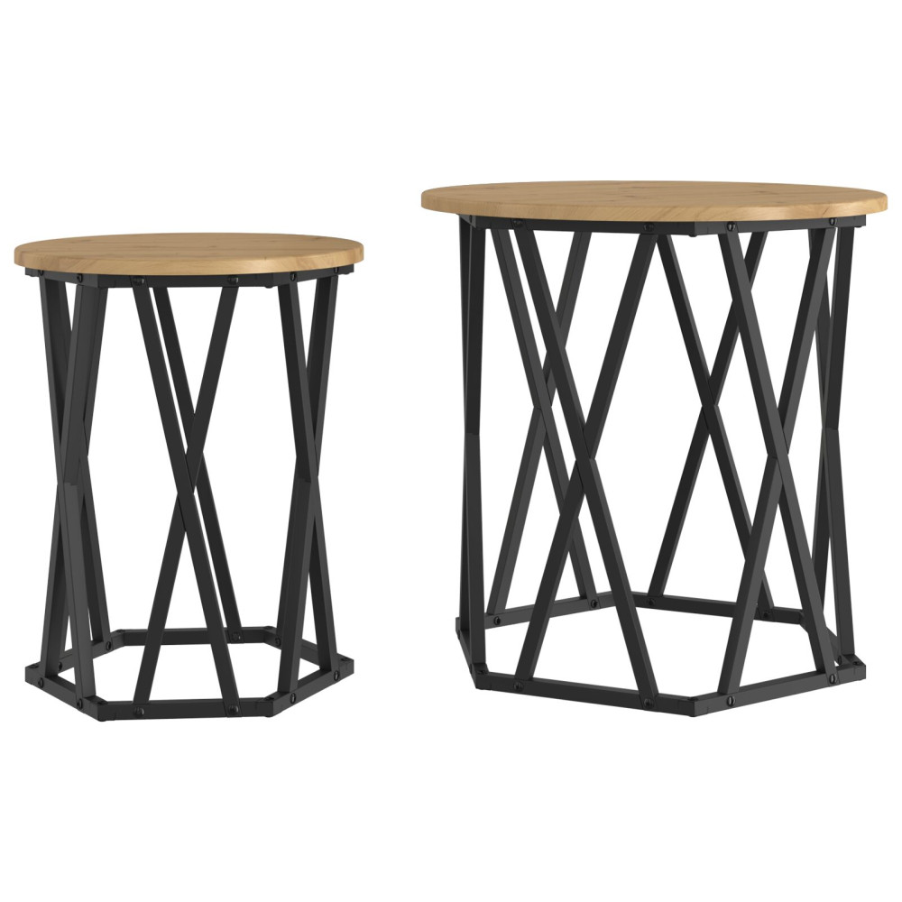 Produktbild för Kaffeebord 2 pcs Artisan Ek Konstruerat trä och stål