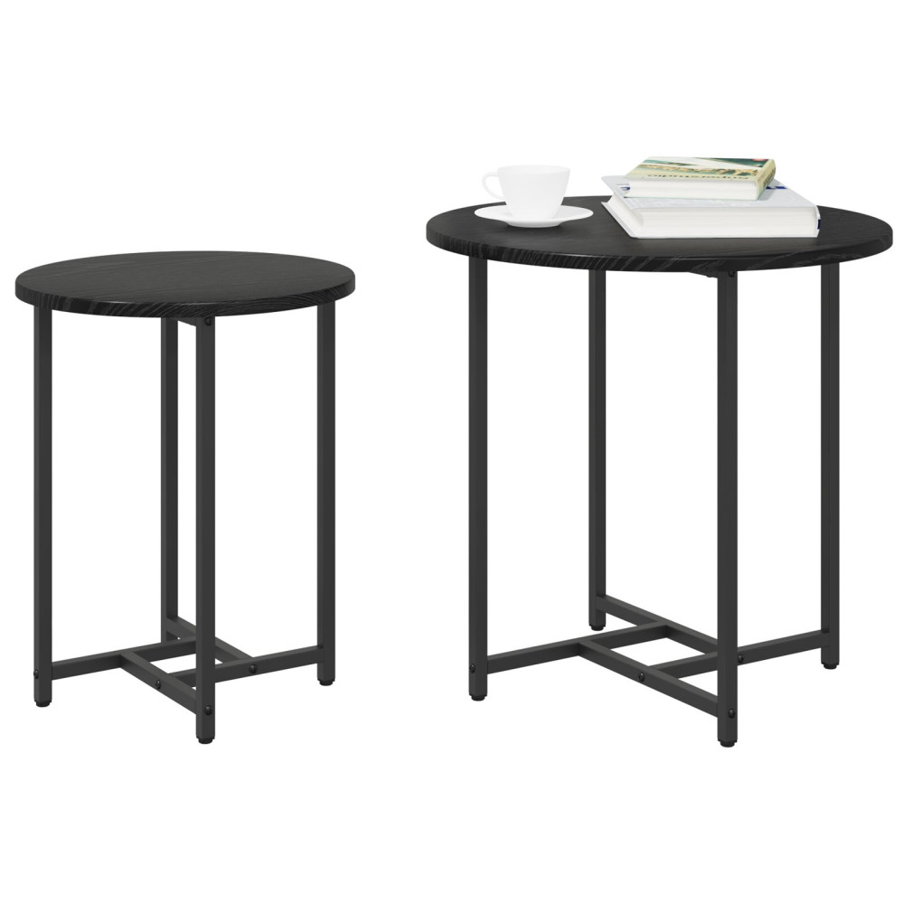 Produktbild för Sidobordsset 2 pcs Svart Ek
