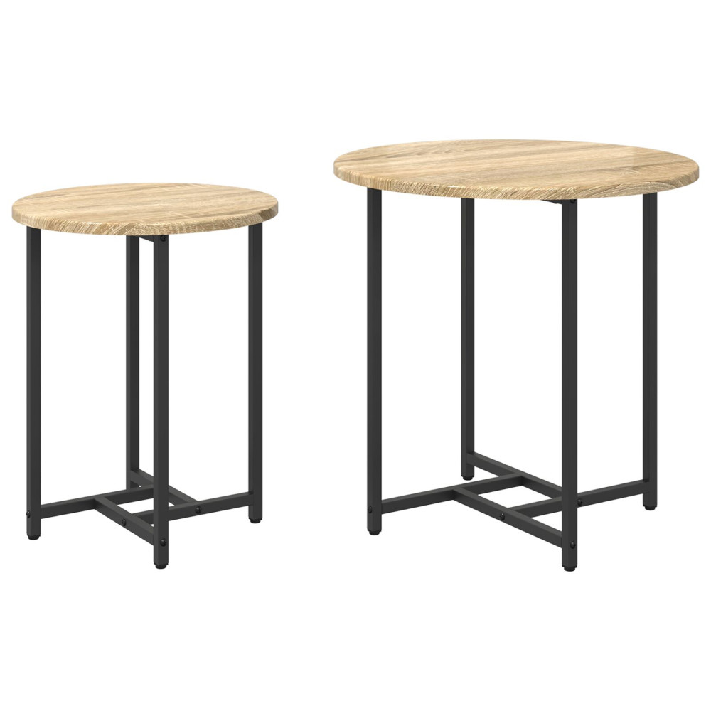 Produktbild för Sidobordsset 2 pcs Sonoma Ek och Svart