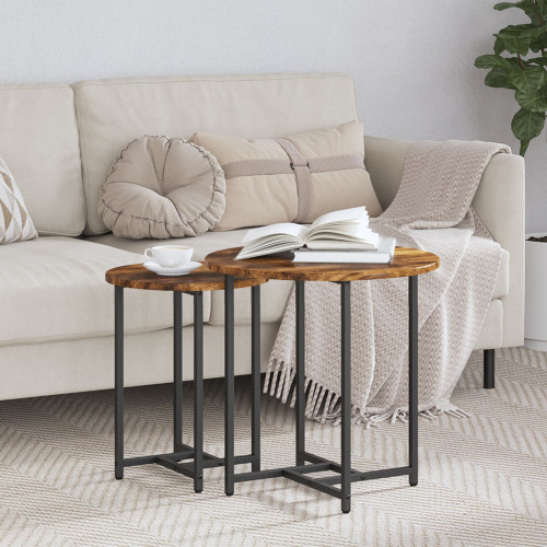vidaXL Sidobordsset 2 pcs Rökt Ek och Svart