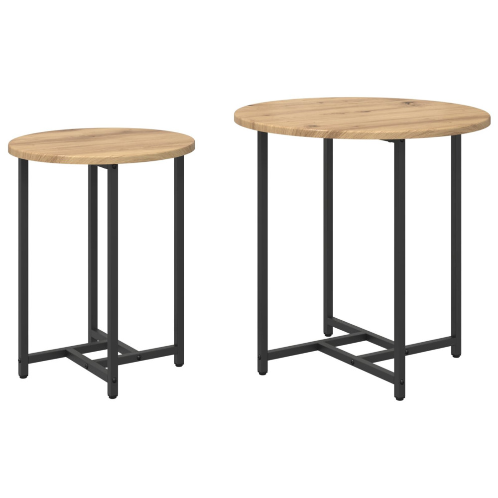 Produktbild för Sidobordsset 2 pcs Artisan Ek och Svart