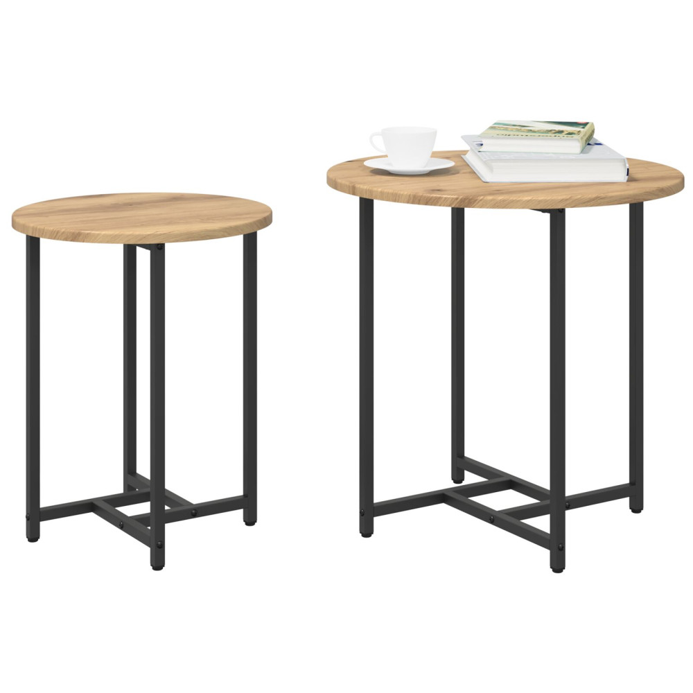Produktbild för Sidobordsset 2 pcs Artisan Ek och Svart