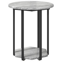 Produktbild för Sidobordsset med hylla 2 pcs Grå