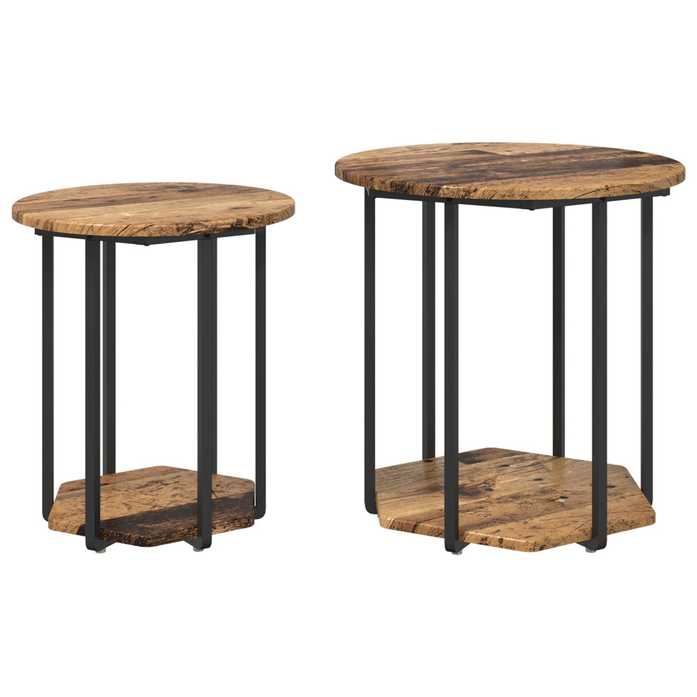 Produktbild för Sidobordsset med hylla 2 pcs Brun