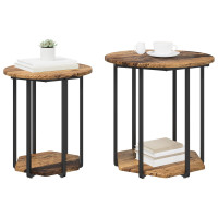 Produktbild för Sidobordsset med hylla 2 pcs Brun