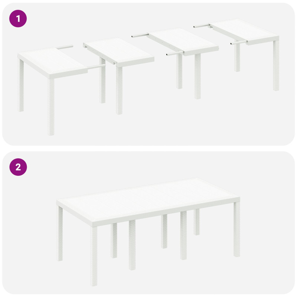 Produktbild för Trädgårdsbord Vit 200 x 100 x 73 cm konstrotting